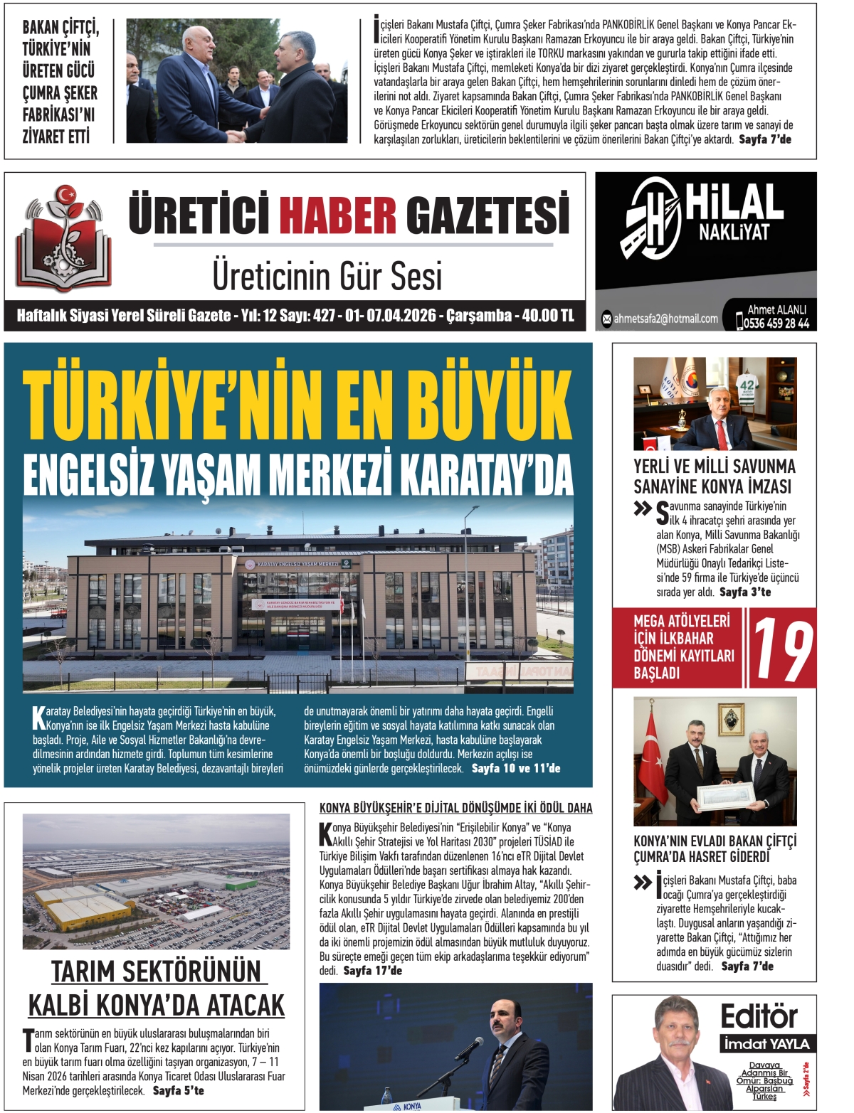 ÜRETİCİ HABER GAZETESİ  01.04.2026