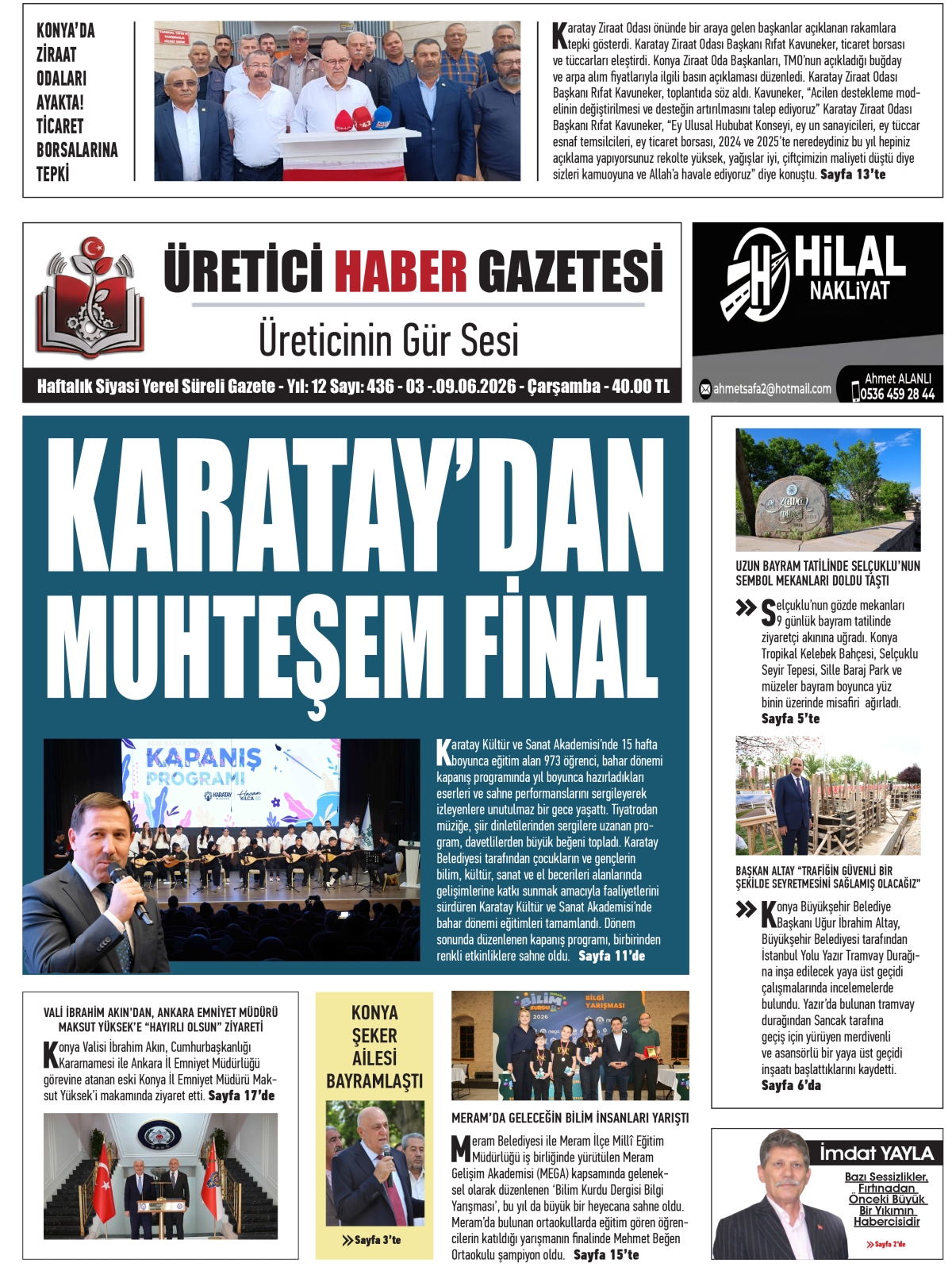ÜRETİCİ HABER  GAZETESİ  03.06.2026