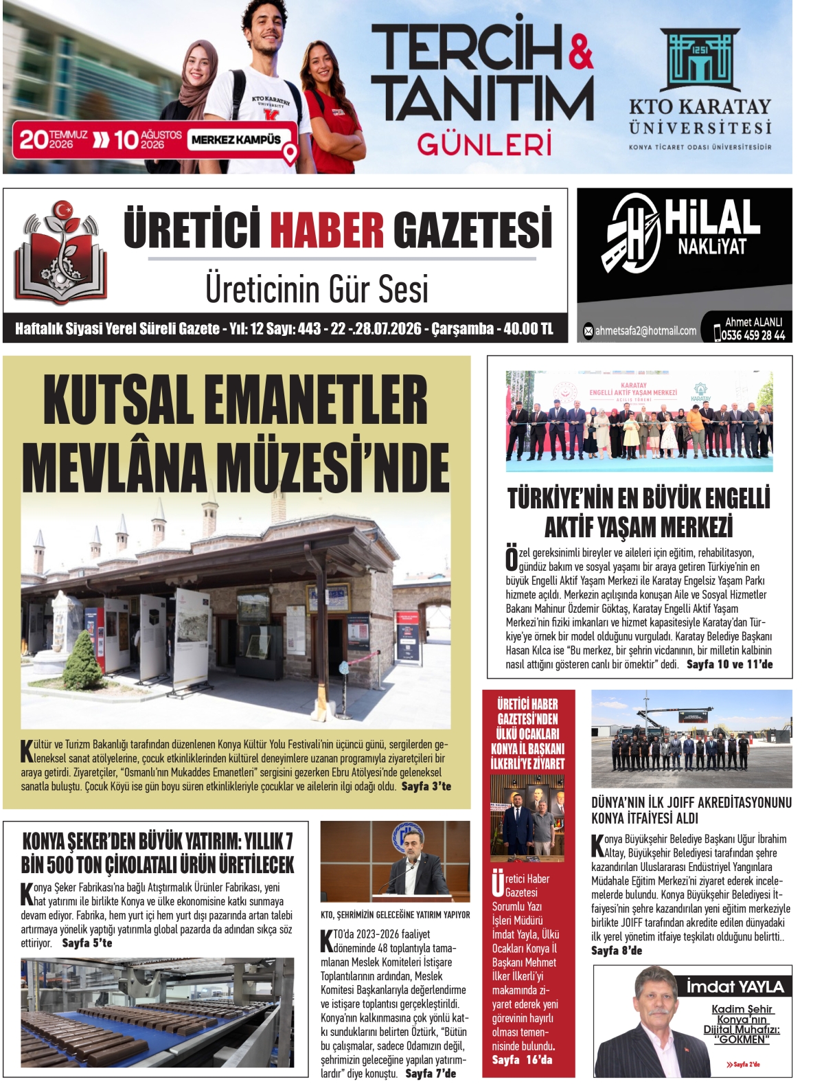 ÜRETİCİ HABER GAZETESİ 22.07.2026
