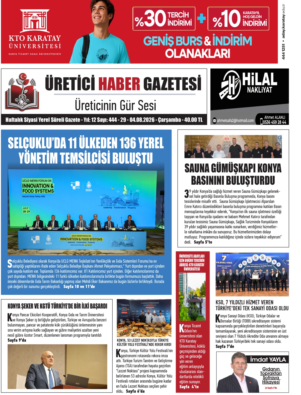 ÜRETİCİ  HABER GAZETESİ  29.07.2026