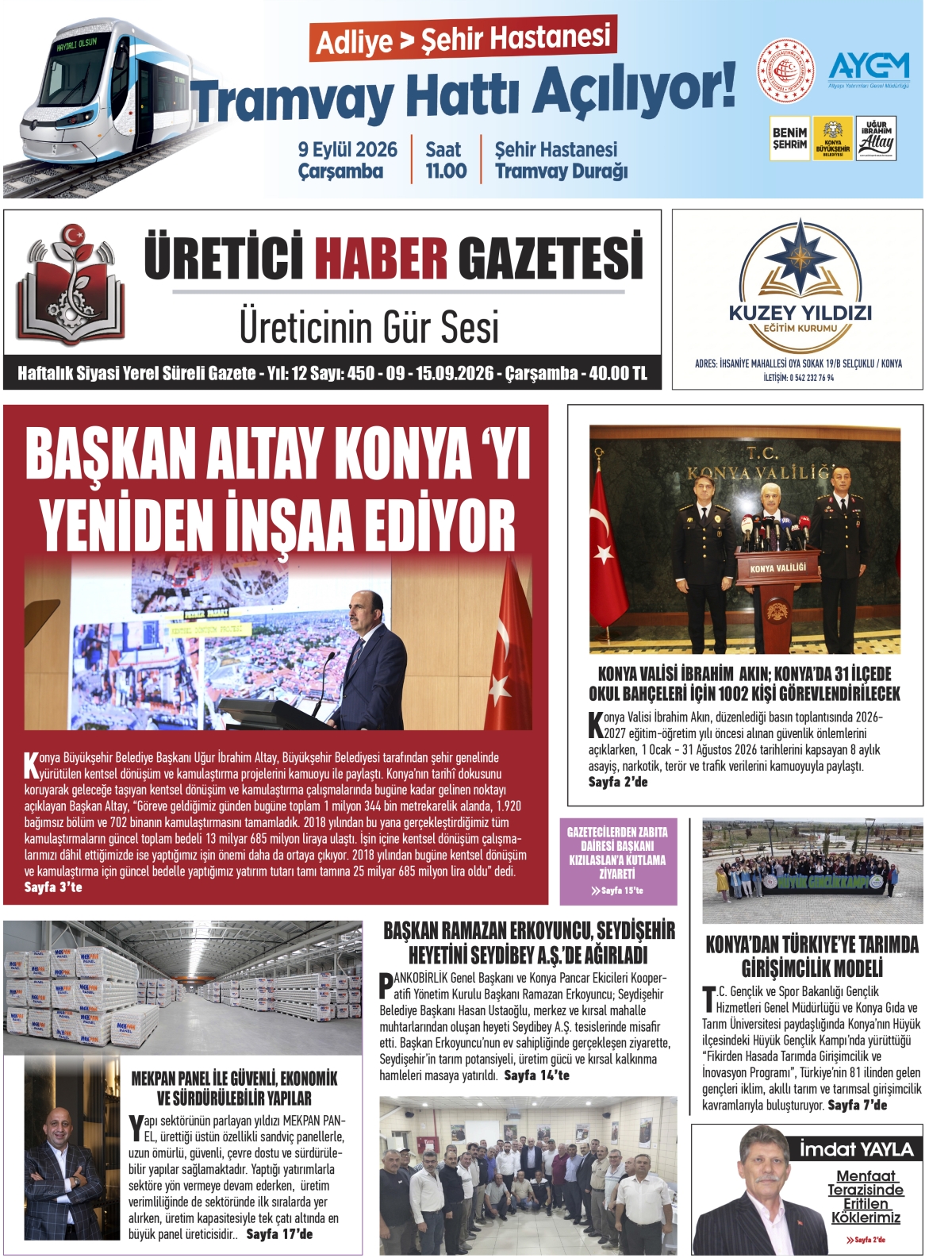 ÜRETİCİ HABER  GAZETESİ 09.09.2026