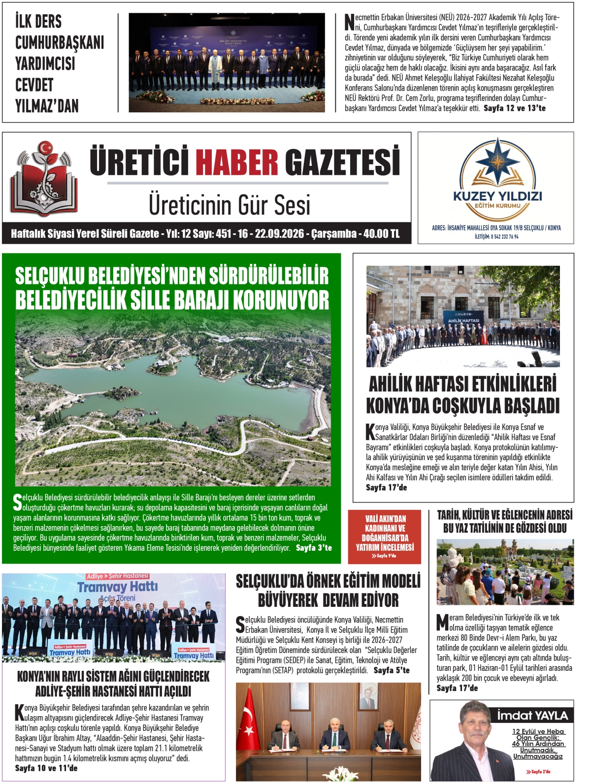 ÜRETİCİ  HABER GAZETESİ  16.09.2026