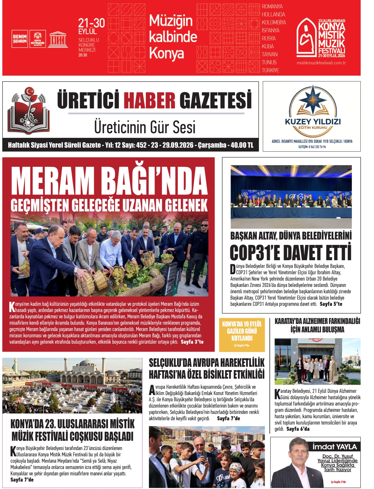 ÜRETİCİ  HABER  GAZETESİ  23.09.2026